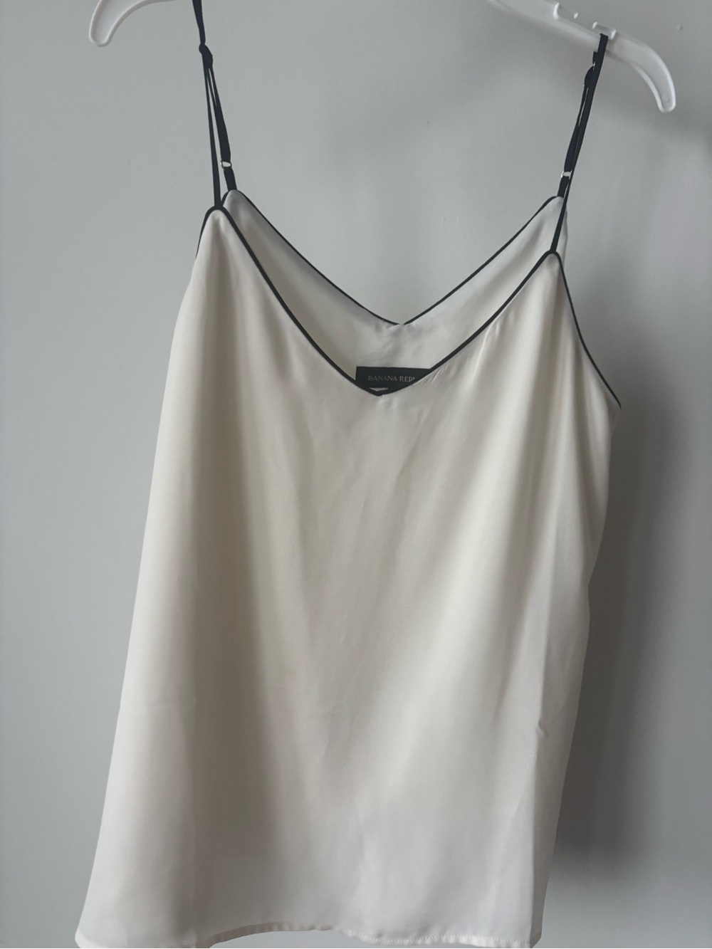 Banana Republic Cream Satin Cami with Black Trim